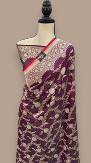 Pure Katan Silk Banarasi Handloom Saree - All over Sona Roopa Jaal work - The Handlooms