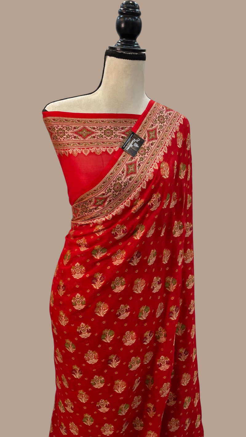 Pure Chiffon Khaddi Banarasi Saree - The Handlooms