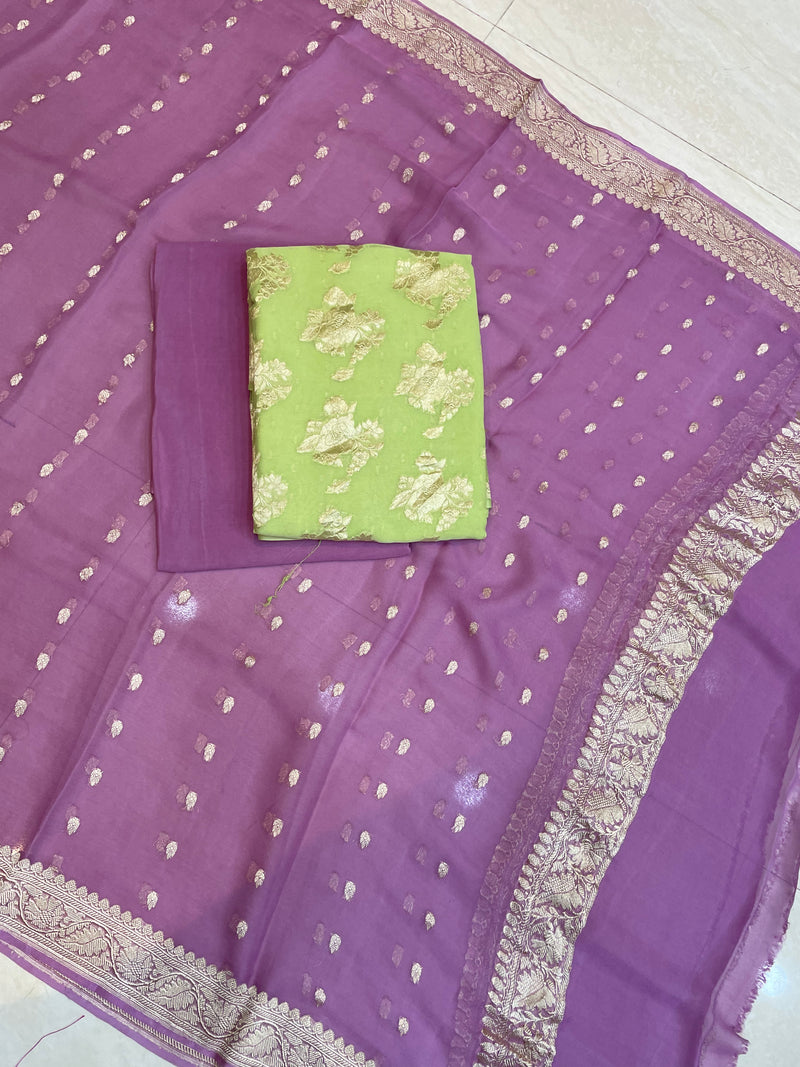 Pure Khaddi Georgette Banarasi Dress material - The Handlooms