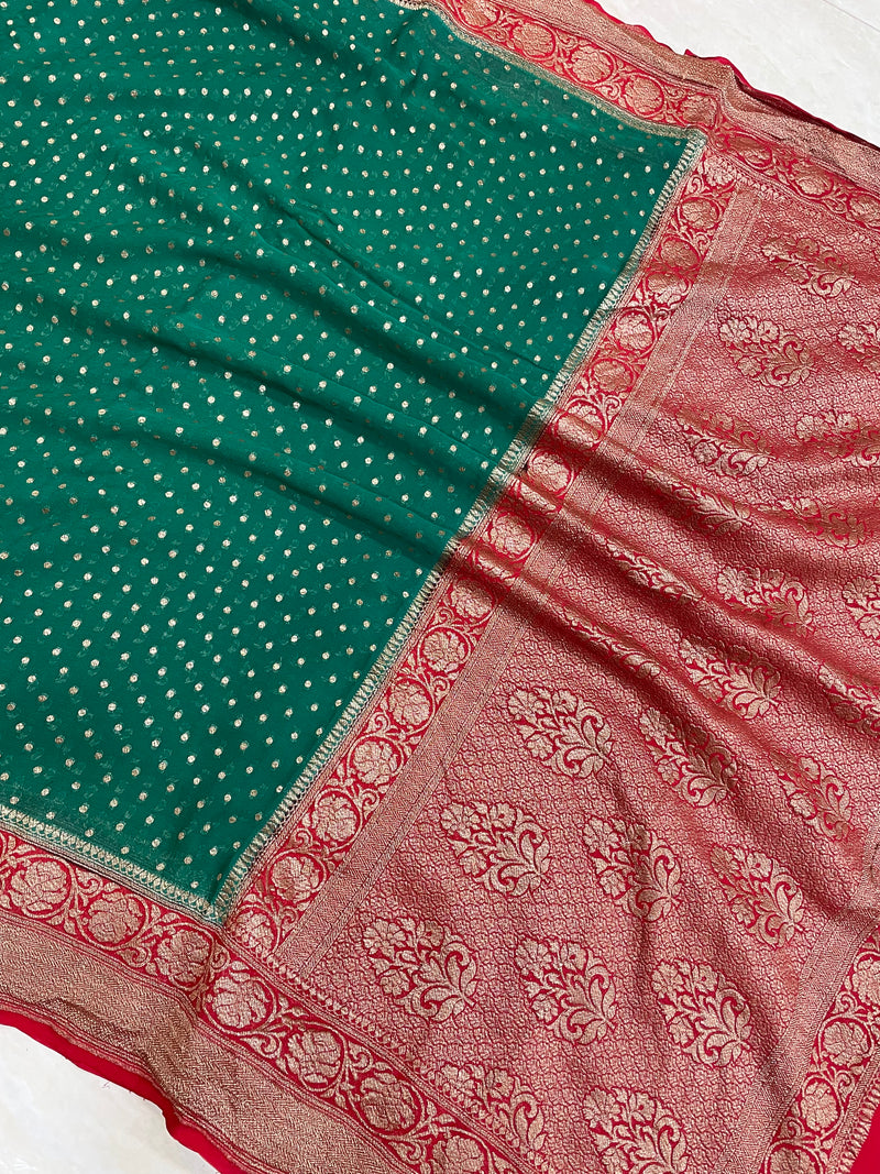 Khaddi Georgette Banarasi Saree -  Antique zari - The Handlooms