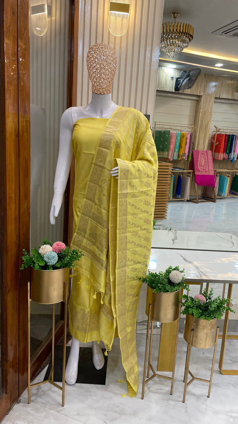 Pure Chiniya Silk Handlooms Banarasi Dress material - The Handlooms