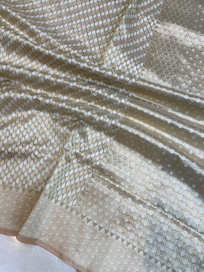 Pure Tissue Reshmi Zari Banarasi Brocade Handloom Saree - The Handlooms