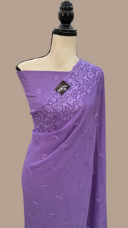 Pure Georgette Chikankari Handloom Banarasi Saree - The Handlooms