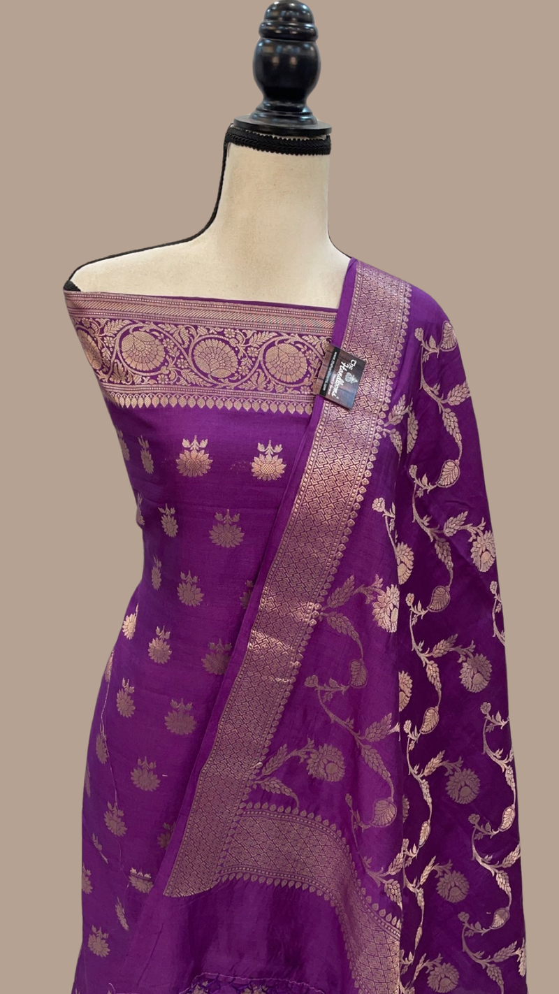 Pure Chiniya Silk Handlooms Banarasi Dress material - The Handlooms