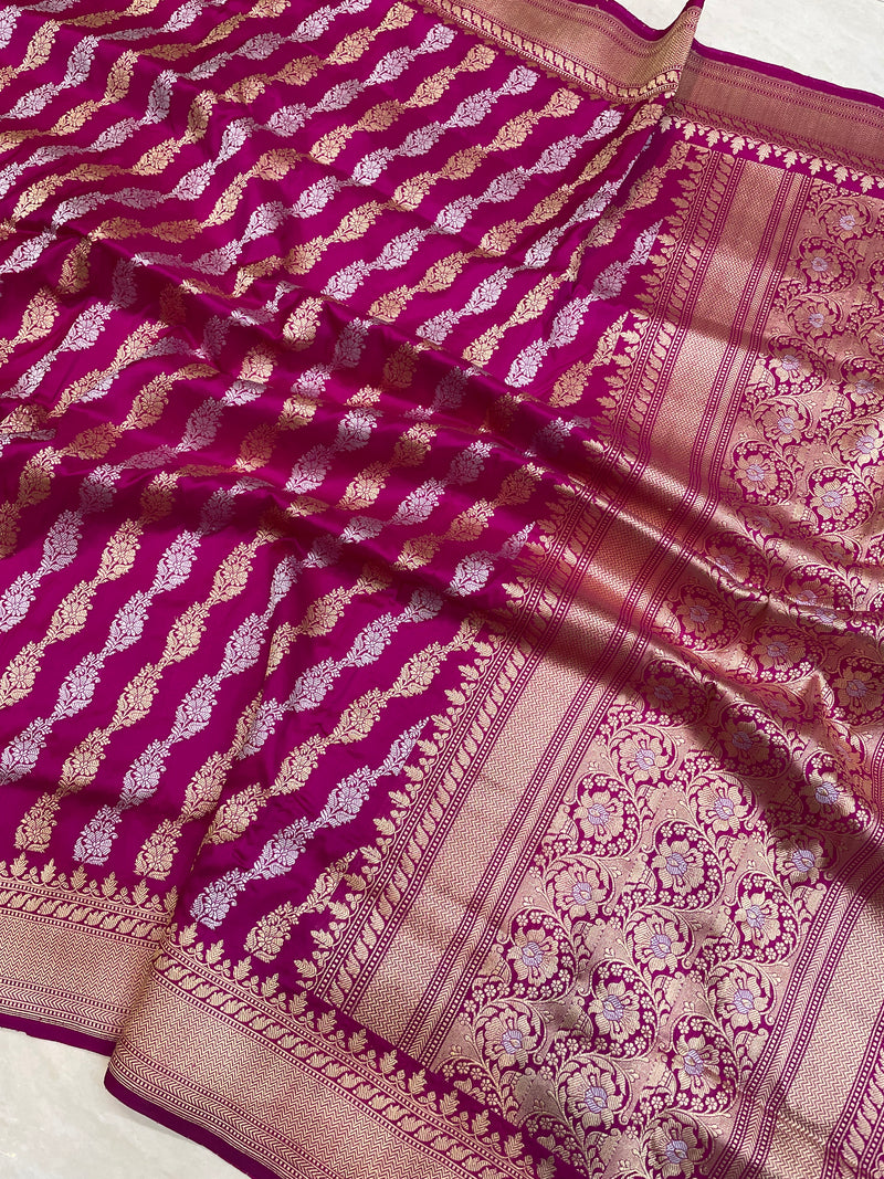 Pure Katan Silk Banarasi Handloom Saree - All over Sona Roopa kadiyal Jaal work - The Handlooms