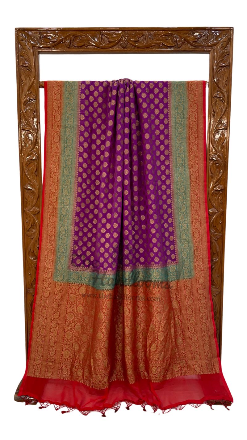 Khaddi Georgette Banarasi Saree -  Antique zari - The Handlooms