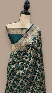 Pure Katan Silk Banarasi Handloom Saree - All over Jaal work with Meenakari - The Handlooms