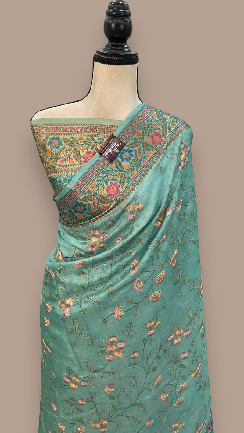 Tussar Silk Handloom Banarasi Saree With Chikankari - The Handlooms