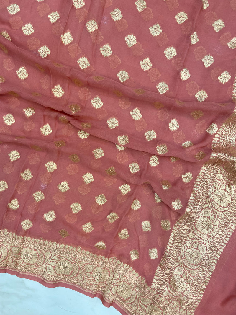 Khaddi Georgette Handloom Banarasi Dupatta - The Handlooms