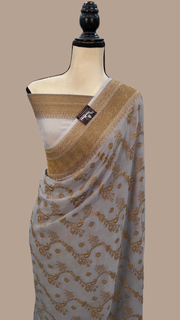 Khaddi Georgette Banarasi Saree -  Antique zari - The Handlooms
