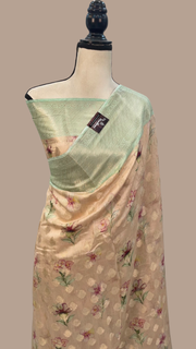 Pure Chiniya Silk Digital Print Handloom Banarasi Saree - The Handlooms