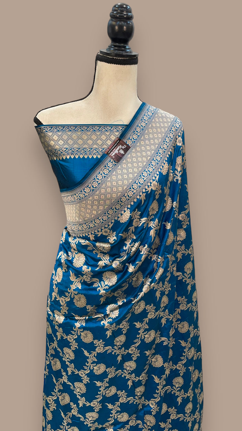 Pure Katan Silk Banarasi Handloom Saree - All over Jaal work - The Handlooms