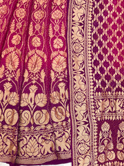 Pure Khaddi Georgette Bandhani Handloom Banarasi Lehenga - The Handlooms