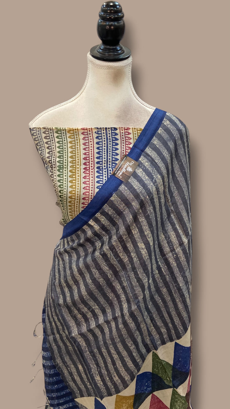 Pure Tussar Silk Handloom Banarasi Dress Material