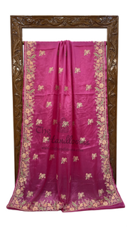 Tussar Silk Handloom Banarasi Saree With Chikankari - The Handlooms