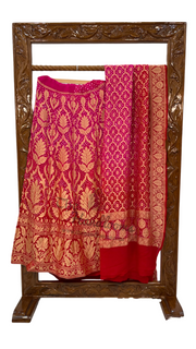 Pure Khaddi Georgette Bandhani Handloom Banarasi Lehenga - The Handlooms