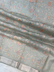 Pure Organza Handloom Banarasi dupatta With Chikankari And Digital Print - The Handlooms