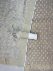 Tissue Handloom Banarasi Dress material with Khaddi Georgette Dupatta - The Handlooms