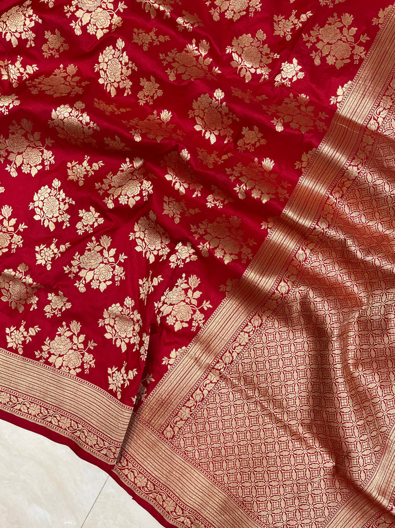 Pure Katan Silk Banarasi Handloom Saree - All over jaal work - The Handlooms