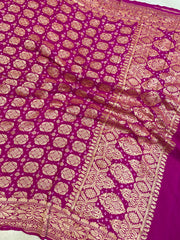 Pure Georgette Banarasi Bandhej Handloom Dupatta - The Handlooms