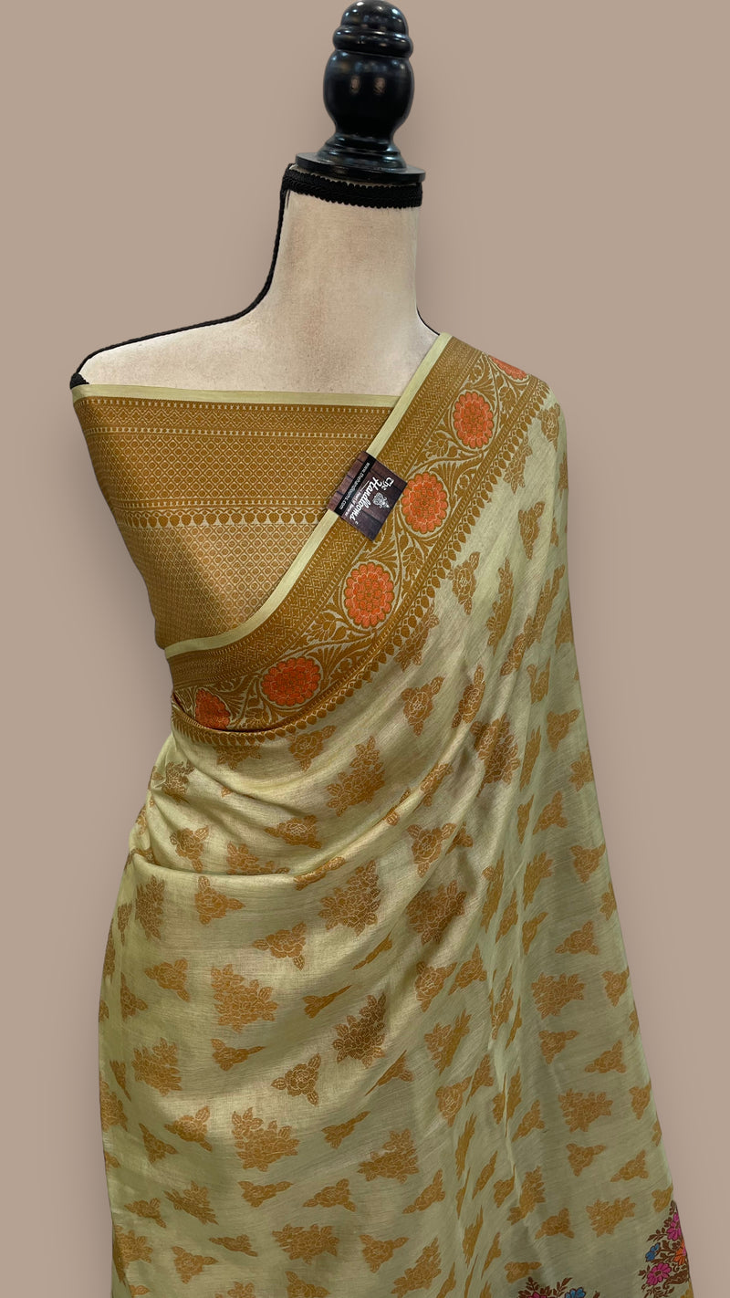 Pure Tussar Silk Handloom Banarasi Saree - The Handlooms