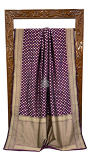 Pure Katan Silk Banarasi Handloom Saree - All over Sona Roopa Jaal work - The Handlooms