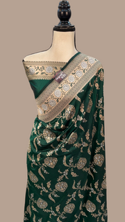 Pure Katan Silk Banarasi Handloom Saree - All over Sona Roopa Jaal work - The Handlooms