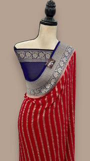 Khaddi Georgette Banarasi Saree - water zari - The Handlooms