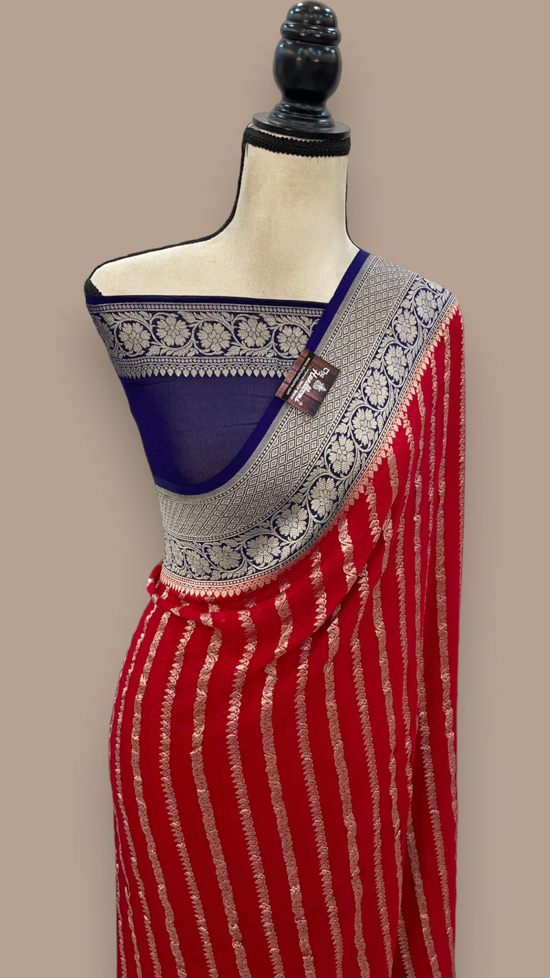 Khaddi Georgette Banarasi Saree - water zari - The Handlooms