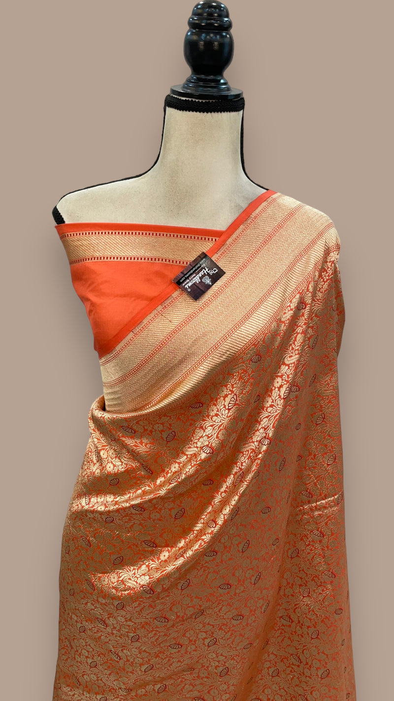 Pure Katan Silk Banarasi Handloom Saree - Tanchui Brocade With Meenakari - The Handlooms