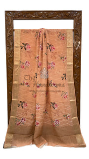 Pure Georgette Chikankari Handloom Banarasi Saree - The Handlooms