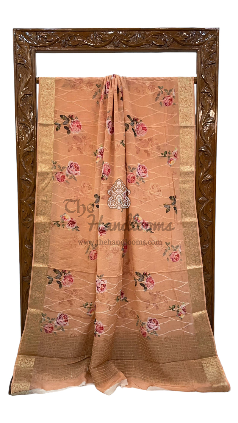 Pure Georgette Chikankari Handloom Banarasi Saree - The Handlooms