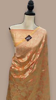 Pure Katan Silk Banarasi Handloom Saree - All Over Jaal Work - The Handlooms