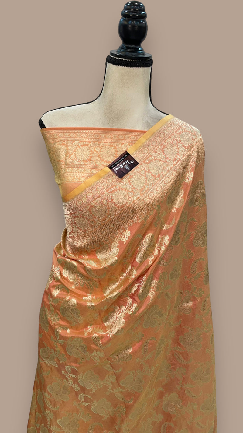 Pure Katan Silk Banarasi Handloom Saree - All Over Jaal Work - The Handlooms