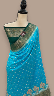Pure Chiniya Silk Handloom Banarasi Saree with Chikankari - The Handlooms