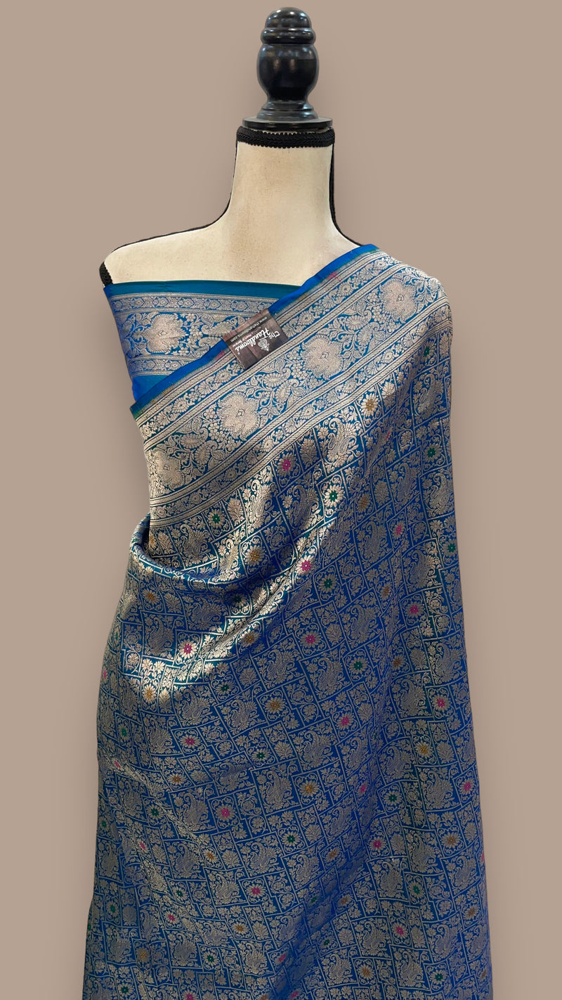 Pure Katan Silk Banarasi Handloom Saree - Tanchui Brocade With Meenakari - The Handlooms