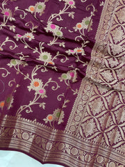 Pure Dupion Silk Banarasi Saree - Gold Zari - The Handlooms