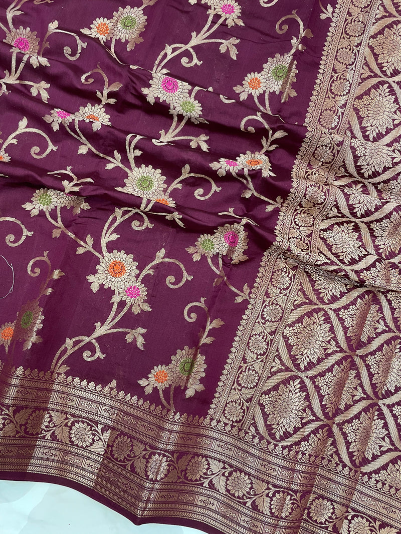 Pure Dupion Silk Banarasi Saree - Gold Zari - The Handlooms