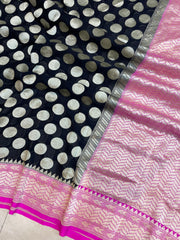 Black Khaddi Georgette Handloom Banarasi Saree - The Handlooms