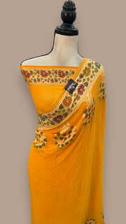Pure Georgette Banarasi Handloom Saree - with meenakari work - The Handlooms