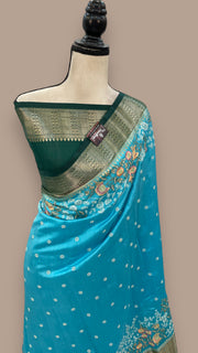 Pure Chiniya Silk Handloom Banarasi Saree with Chikankari - The Handlooms