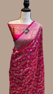 Pure Katan Silk Banarasi Handloom Saree - All Over Jaal Work - The Handlooms