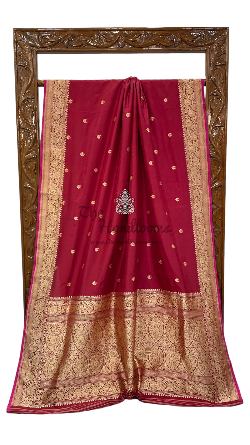 Pure Katan Silk Banarasi Handloom Saree - All over Kadua motifs With Meenakari - The Handlooms