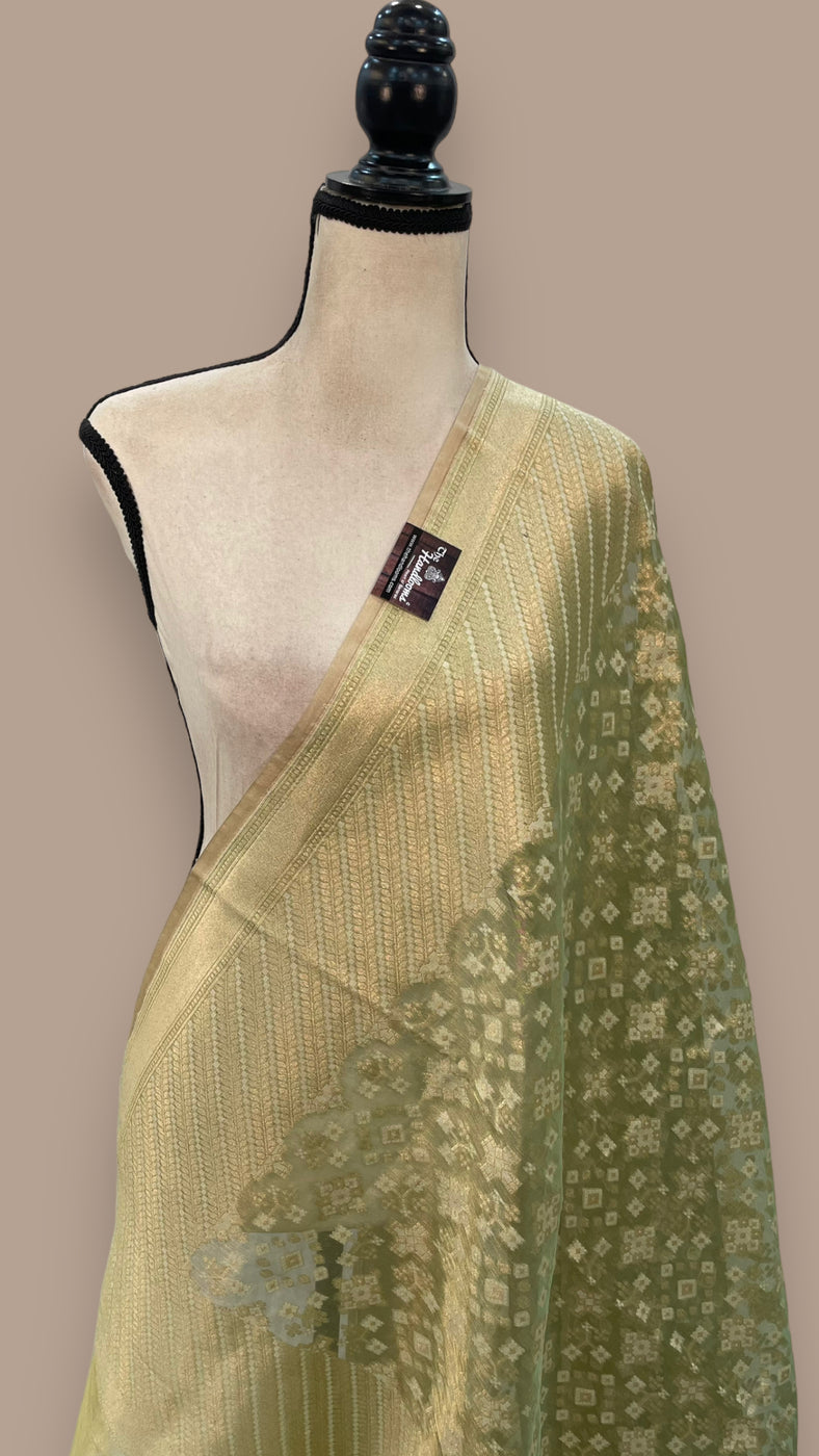 Pure Tissue Reshmi Zari Banarasi Brocade Handloom Dupatta