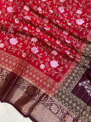 Pure Chiniya Silk Handloom Banarasi Saree With Chikankari - The Handlooms