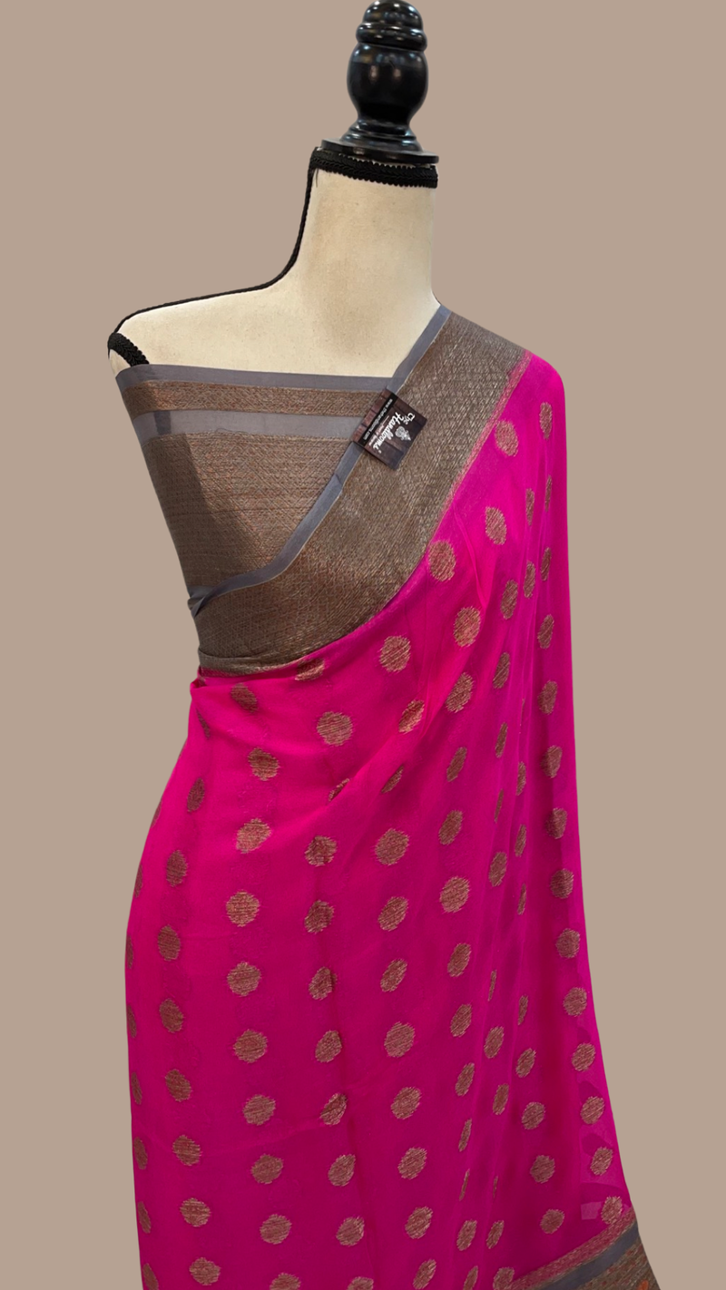 Pure Chiffon Khaddi Banarasi Saree - The Handlooms