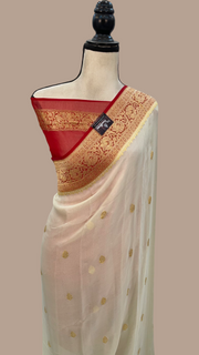 Pure Georgette Handloom Banarasi Saree - Gold zari - The Handlooms