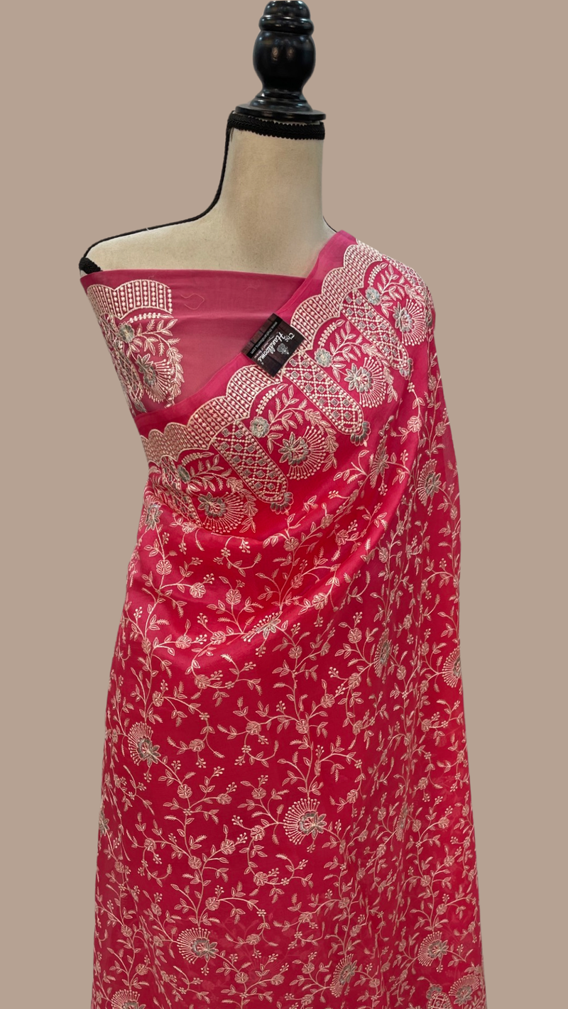 Organza Chikankari Handloom Banarasi Saree - The Handlooms