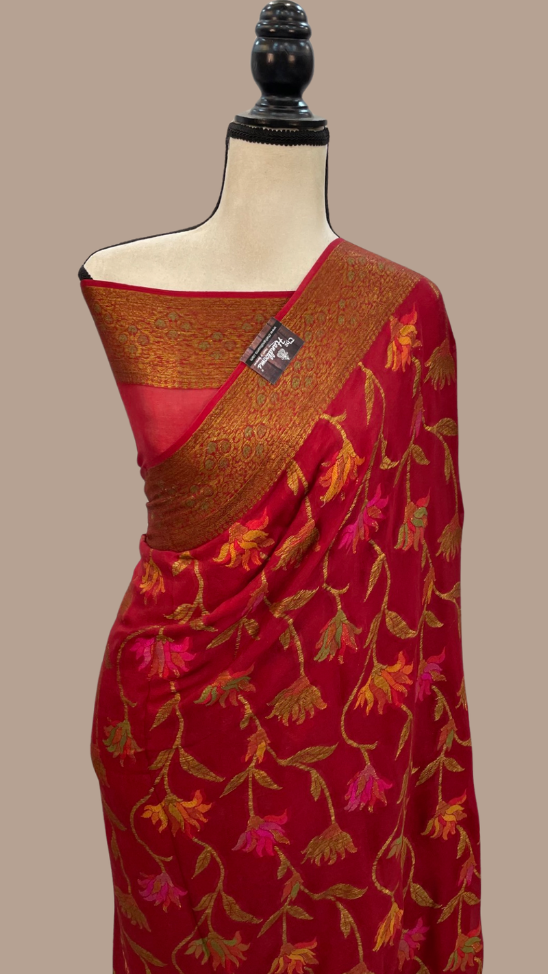 Pure Chiffon Khaddi Banarasi Saree - The Handlooms