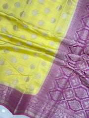 Pure Dupion Silk Banarasi Saree - Gold Zari - The Handlooms